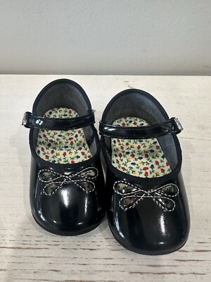 Vintage Girls Baby Dress Shoes Shiny Black Sears Size NEW