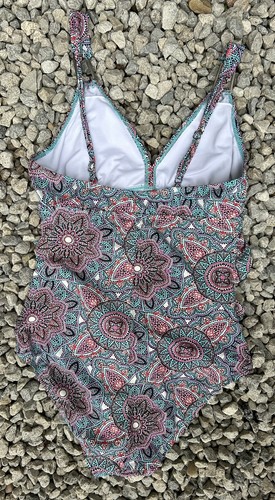 Assets By Spanx Size L Large One Piece Ruched Swimsuit Tummy Control Mosaic - Picture 4 of 4