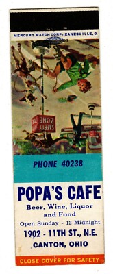 POPA'S CAFE matchbook matchcover - CANTON, OHIO