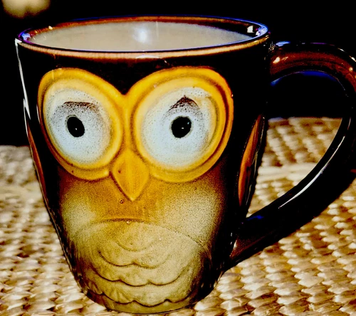 GIBSON POTTERY Elite Couture Gorgeous Owl City Large Coffee Tea Mug