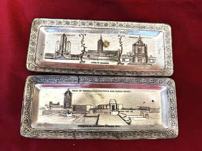 Two Chicago 1933 Century of Progress metal trays (Set 1)