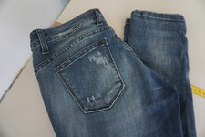 ALMANEGRA Jeans Donna Slim Stretch Taglia 46 29/30 W29 L30 Distrutti Usati Blu.