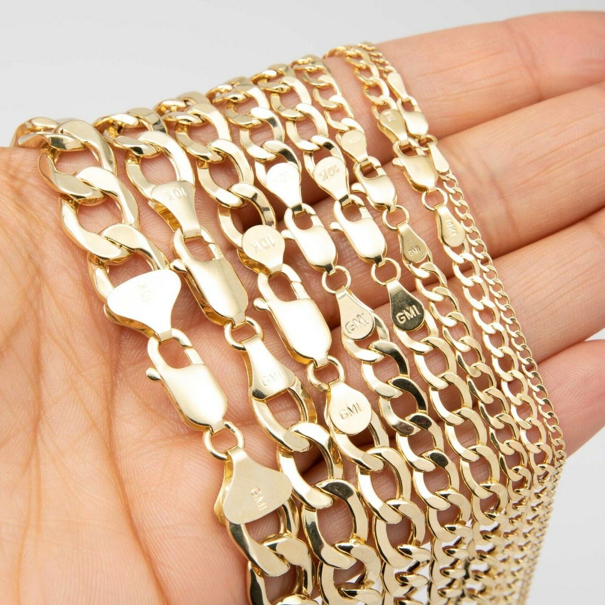 Miami Curb Link Chain Necklace Real 10K Hollow Yellow Gold Miami Curb Link Chain Necklace Real 10K Hollow Yellow Gold