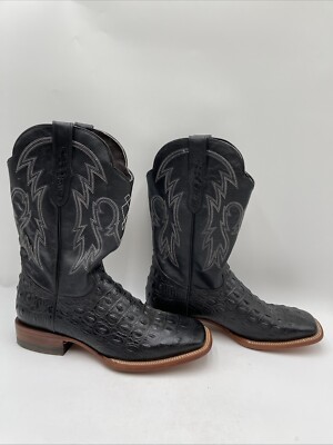 Reywelt Men s Caiman Leather Cowboys Boots Black Size 29.5