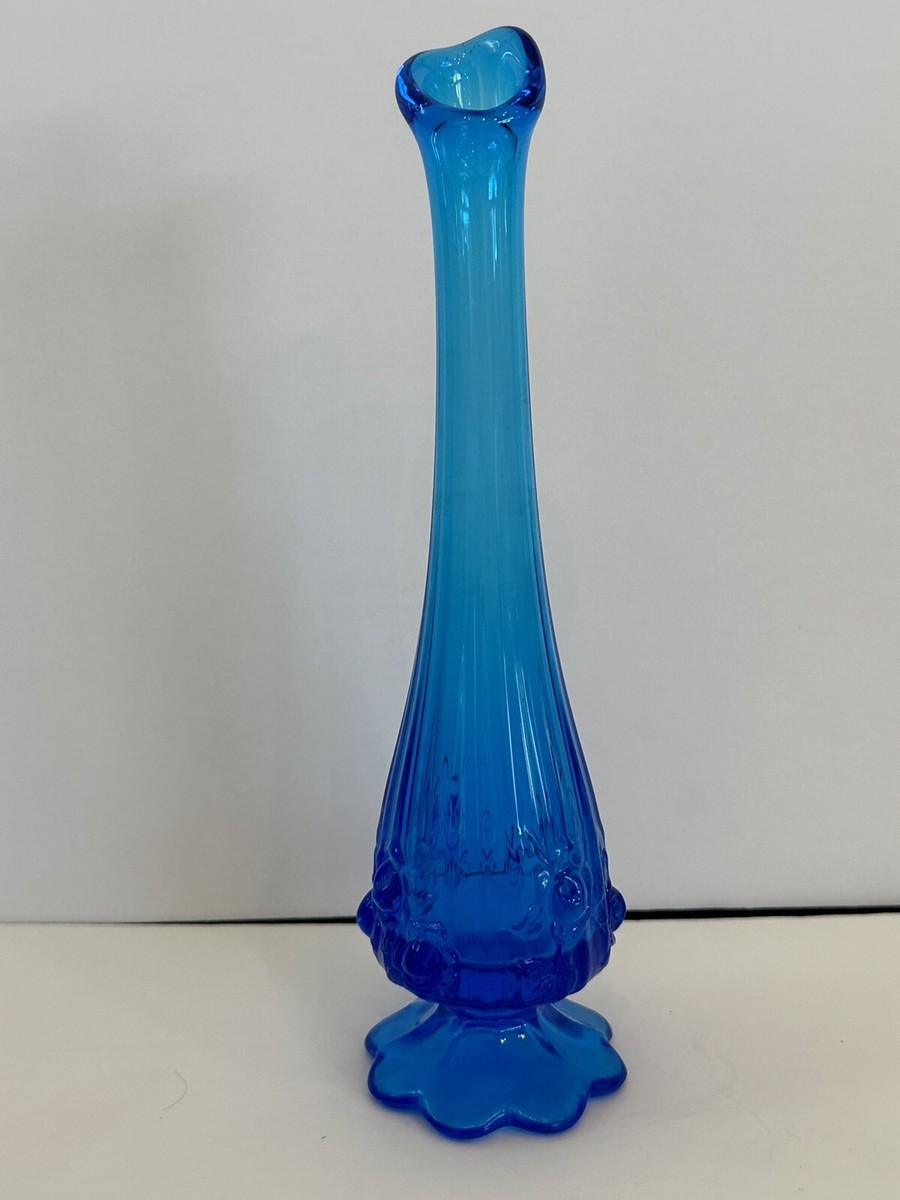 VINTAGE　LARGE FENTON HOBNEIL FLOW VASE Fenton Blue Opalescent Hobnail Glass Large Fluted Cone