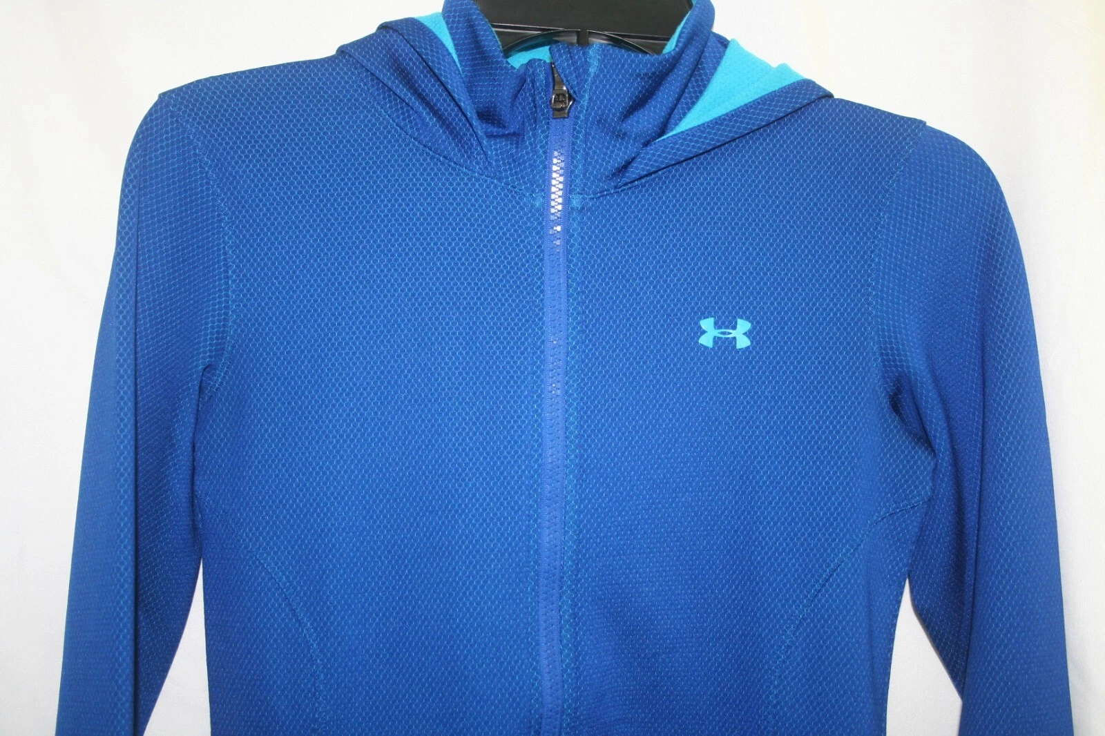 Under Armour Hoodie Jacket Women's Size XS Blue Mesh Full Zip Stretch Turquoise