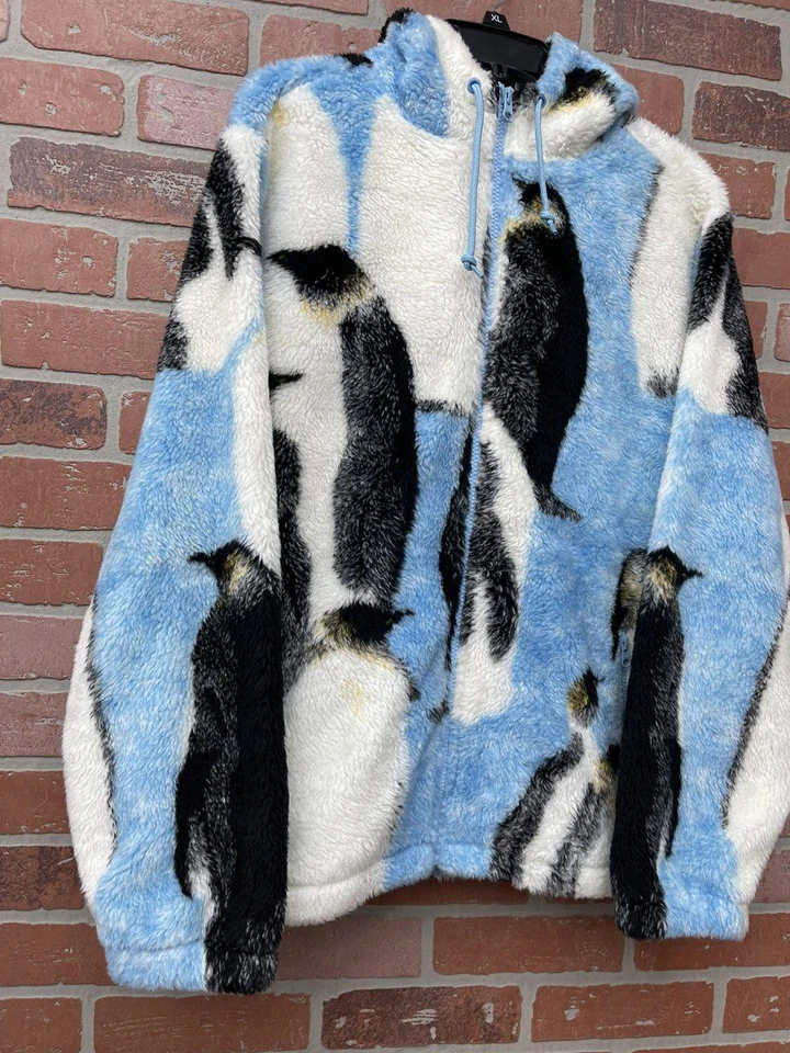 Size M - Supreme Penguins Hooded Fleece Jacket Blue - Image 2 of 4
