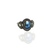 925 Sterling Silver Natural Labradorite Oval Shape Gemstone Women Ring