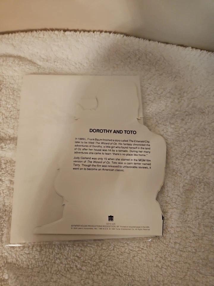 Difícil de encontrar Raro El Mago de Oz Dorothy y Toto Tarjeta de felicitación - 1990 Foto 2 de 2