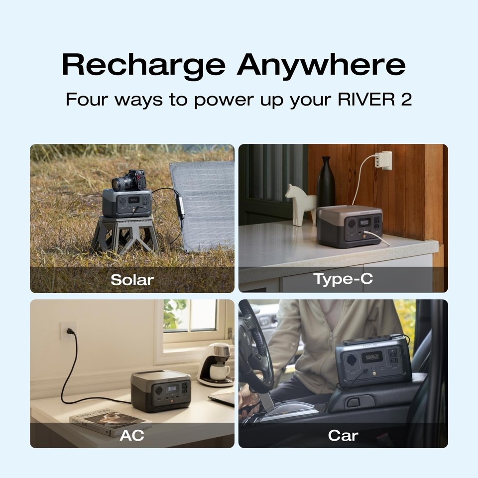 EcoFlow RIVER 2 Portable Power Station 256Wh Generator LFP Certified