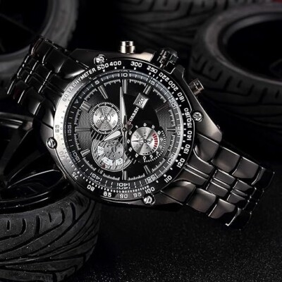 Men s Black Analog Watch by CURREN   Stylish Quartz Timepiece