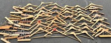 Vintage Wooden Clothes Clothing Hangers Trousers Advertising Antique Lot of 75