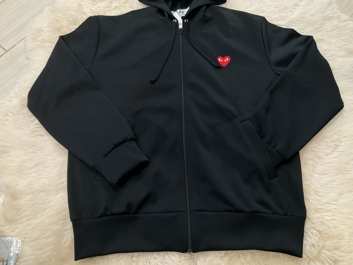COMME DES GARCONS CDG PLAY BLACK FULL ZIP HOODIE 100