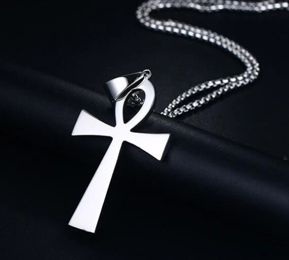 Collar Ankh Grande Acero Inoxidable Religión Crucifijo Colgante Cruz Foto 2 de 4