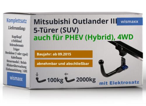 AHK für Mitsubishi Outlander 3 ab 15 vert. abnehmbar BRINK +7pol E-Satz Erich J - Bild 1 von 3