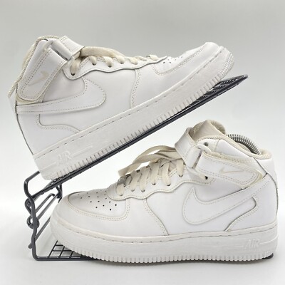 NIKE AIR FORCE 1 MID WEISS SNEAKER GRÖßE UK 5 LEDER TRIPLE HIGH GYM 314195-113