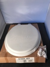 ROUND WHITE WOOD TOILET SEAT CLOSED FRONT W/COVER, B15806-WHI 