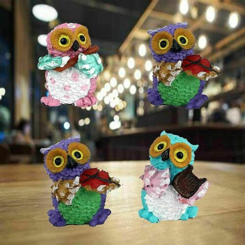 Resin Owls Playing Musical Instruments Showpiece Set of 4 for Home Office Decor