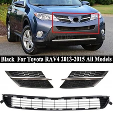 Front Bumper Upper +Center Middle Grille Assembly For Toyota RAV4 2013-2015 3PCS