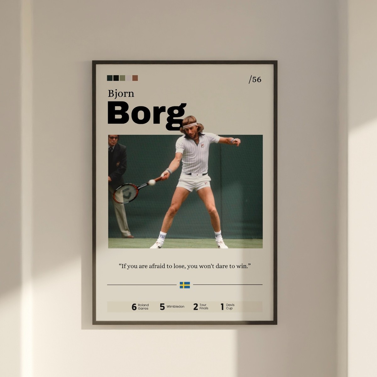 Bjorn Borg poster, Tennis star wall art, Borg print fan gift