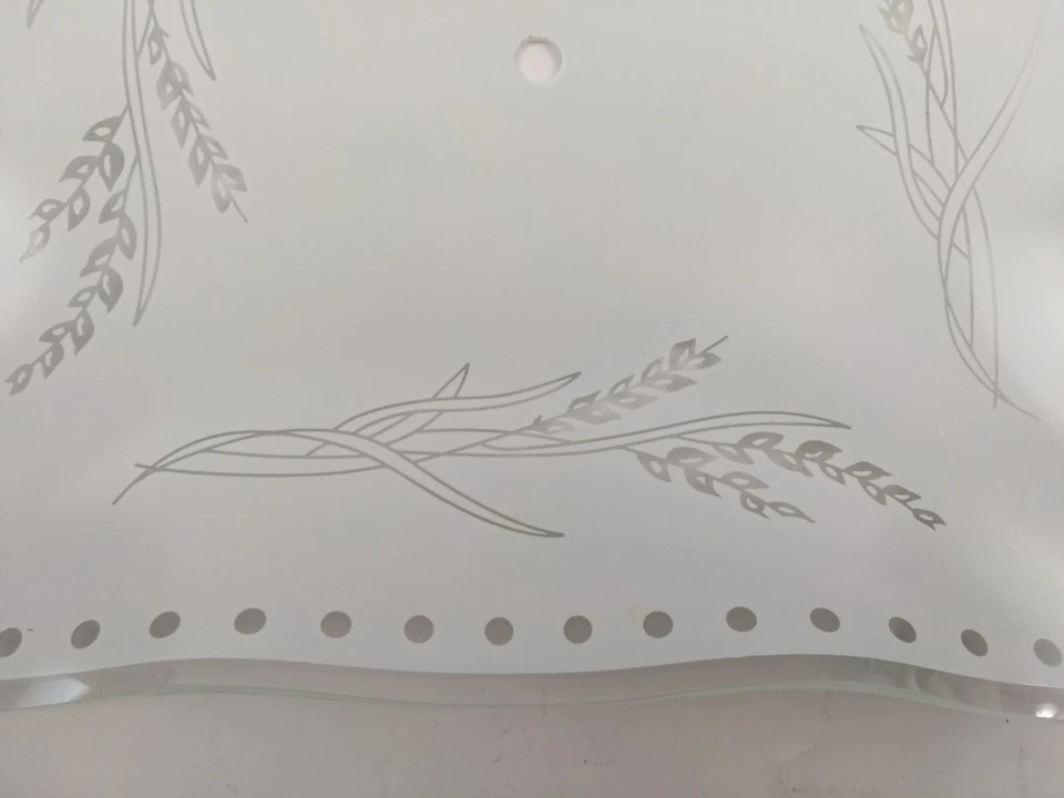 New MCM Frosted Square Glass Ceiling Mount Light Cover Ruffle Edge Wheat Pattern - Image 4 of 4