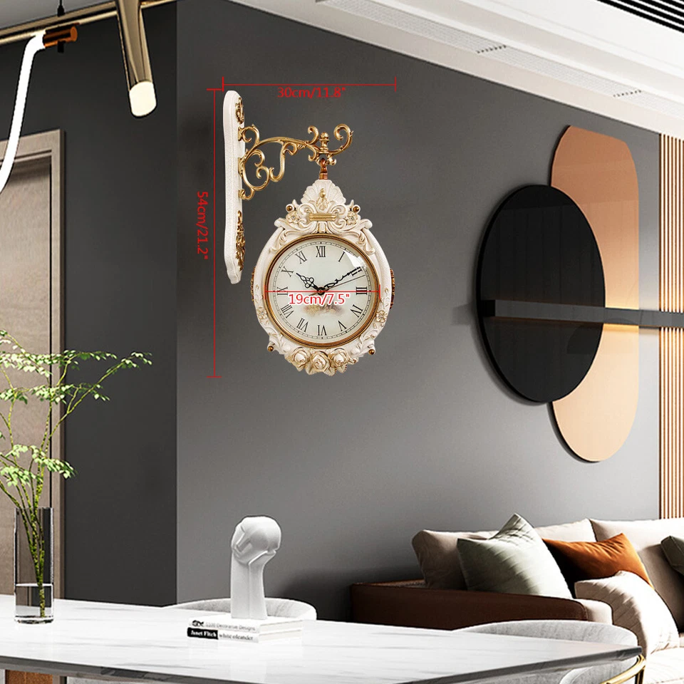 Double-Sided Wall Mounted Clock Accurate Pointer Clock Vintage Hanging Clock NEW - Image 4 of 4
