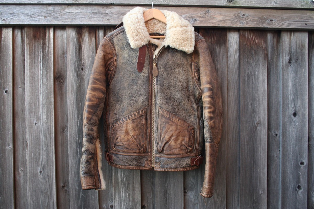 NWT Polo Ralph Lauren leather shearling bomber jacket Size purple