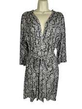 Vintage Laura Ashley Floral Gray/White Bathrobe Women's Size M