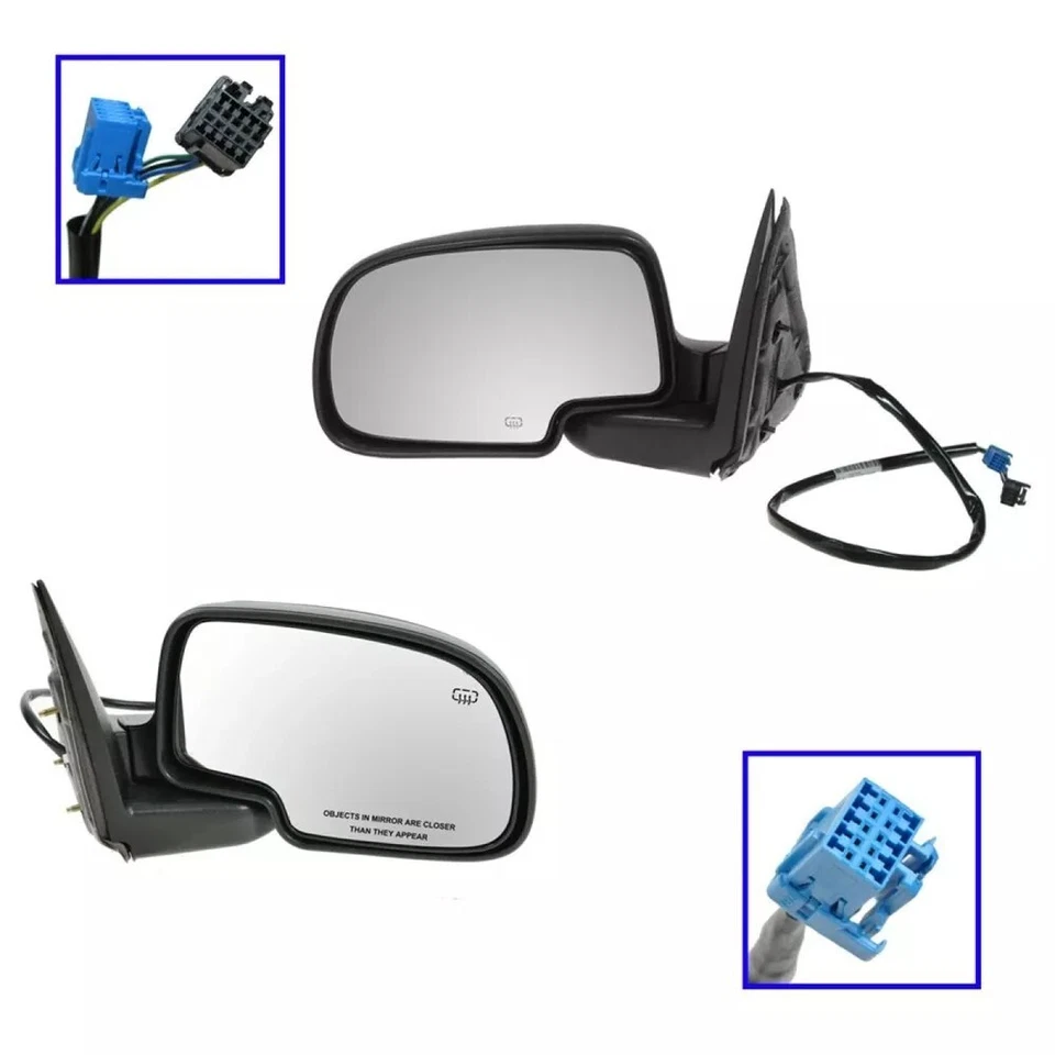 Side View Mirrors Power Heated Black Textured LH & RH Pair Set for Chevy GMC — 第 2/4 张图片