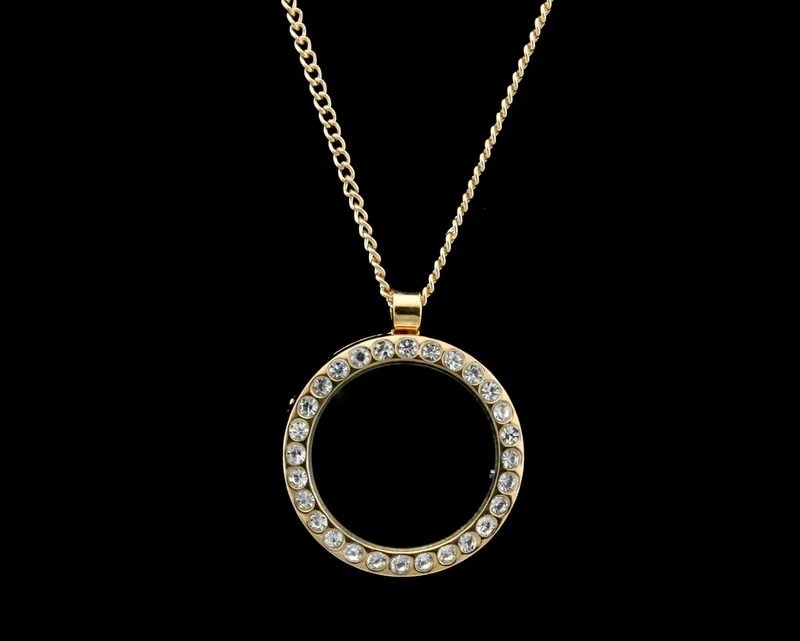 Living Memory Floating Charm Crystal Locket Pendant Necklace Gold Plated 20" GW5 - Image 4 of 4