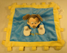 Disney Parks Mickey Mouse Lovey Security Blanket Blue Yellow Plush Crinkle LNC