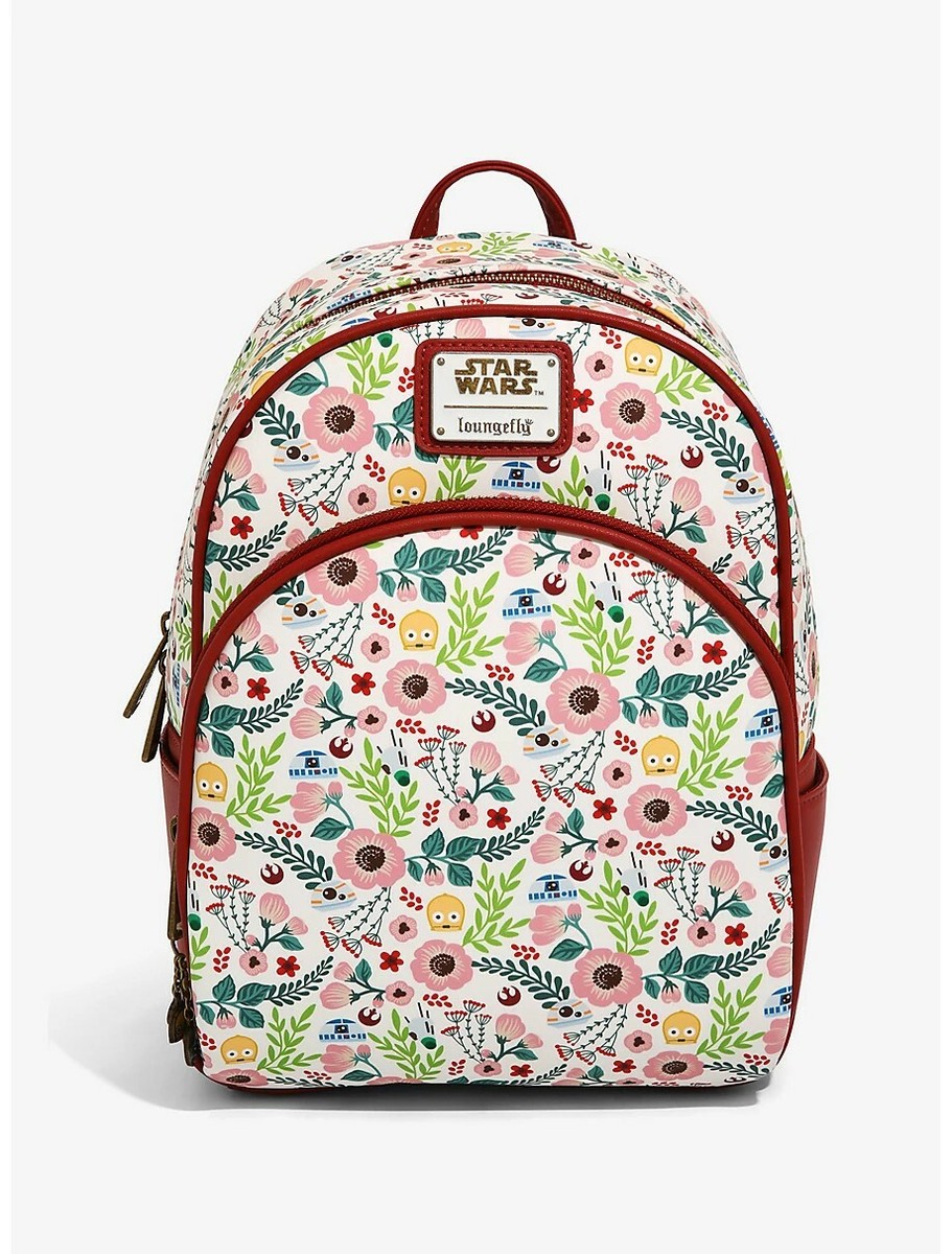 Very Rare Find! Loungefly NWT Star Wars Disney Droid Floral Rebel Mini Backpack Loungefly Star Wars Rebel Alliance Floral Round Convertible  main image 4