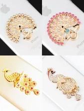 Lilidreamstore 360 Rotating Crystal Peacocks Cell Phone Finger Ring Stand Holder