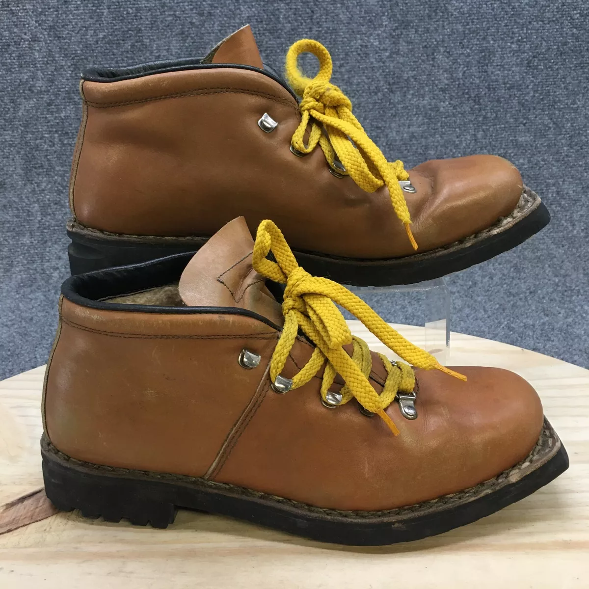 Vibram Boots Womens 10 Lace Up Ankle Booties Brown Leather Square Toe