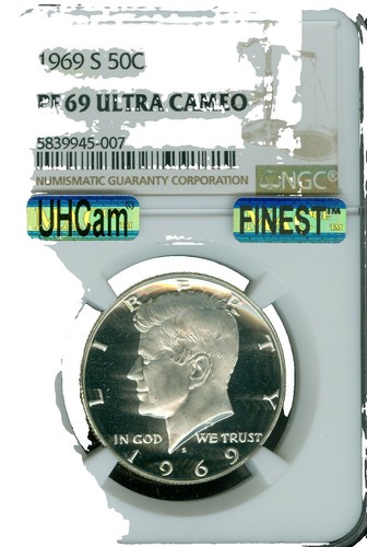 1969 アメリカ　ハーフダラー　銀貨　ケネディ　NGC PF 69 CAMEO 1969-S Proof Kennedy Half Dollar NGC PF-69 Ultra Cameo 42V6 | eBay