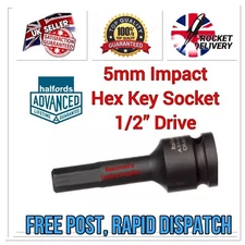 5mm HALFORDS ADVANCED 1/2 Drive Impact Hex Key Socket Tool *FREE RAPID POST*