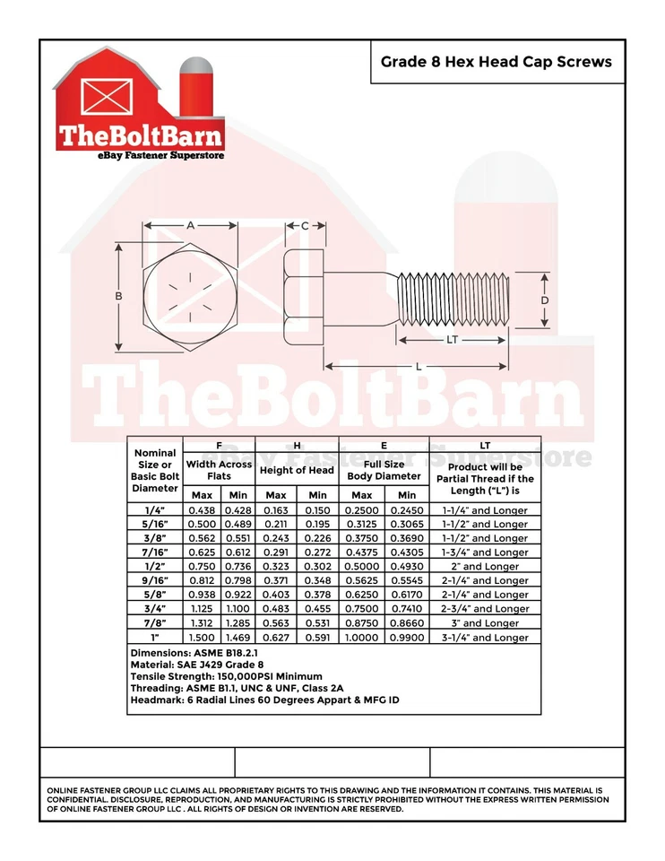 7/16"-14 Grade 8 Hex Cap Screws COARSE Thread USS Hex Bolts (Pick Length & Qty) - Image 2 of 2