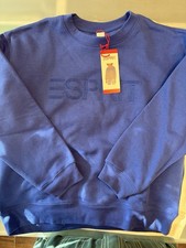 Esprit Women  s Blue Logo Crewneck Pullover Sweatshirt Long Sleeve Size M