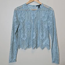 Forever 21 Sheer Floral Lace Victorian Top Soft Girl Ethereal Romantic Feminine