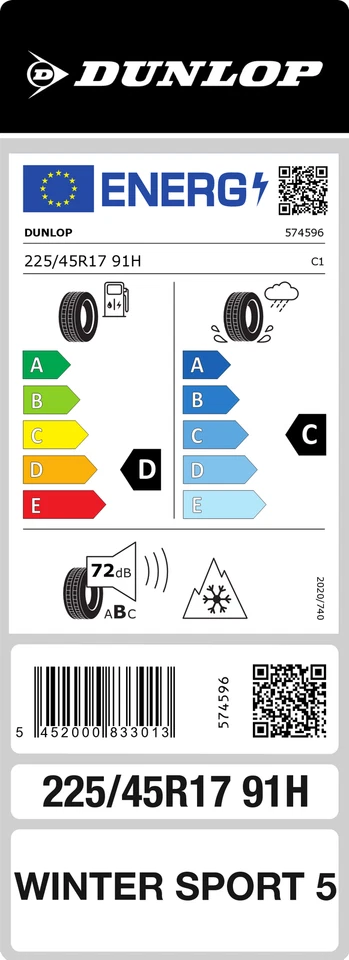 Dunlop Winter Sport 5 225/45 R17 91H M+S Winterreifen - Bild 2 von 2
