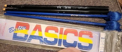 Mike Balter Basics Birch Marimba Mallets Medium Blue Yarn & Vic Firth Drumstick