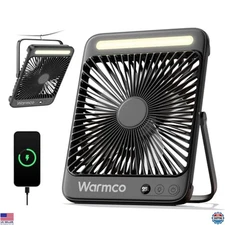 20000mAh Portable Camping Desk Fan, Rechargeable LED Light, 15-48H Battery Life