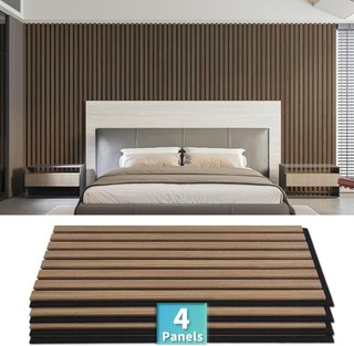 Sound Absorbing Wood Panel 3D Fluted Acoustic Wood Slat Ceiling Panel 4pcs