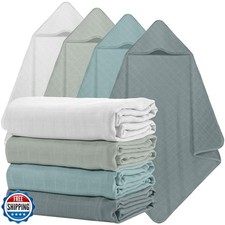 Preboun 4 Pcs Muslin Hooded Baby Towels,32"x 32" Cotton Newborn Bath Towel Mu