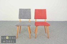 String Designe Mid-Century Esszimmerstuhl – Holzgestell, Stoffpolster, 50er/60er