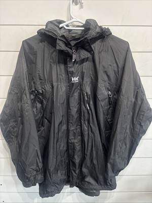 Helly Hansen Rain Jacket Coat Mens Large Black Vancouver Helly Tech Zip Hooded
