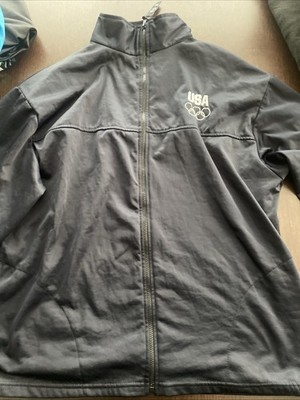 US Olympic Committee Navy Fleece Full Zip Jacket Team USA Mens Size 2XL Vintage