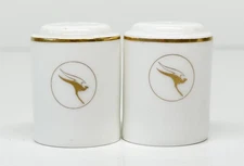 QANTAS Airways Airlines Salt & Pepper Set - Wedgwood MCM 1950’s 1960’s Gold Leaf