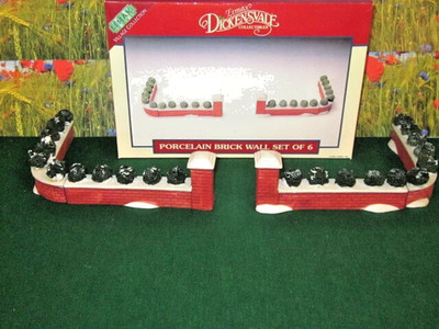 LEMAX CHRISTMAS VILLAGE PORCELAIN BRICK WALL SET OF 6 BRAND NEW