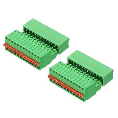 2Set 12 Pin 2.5mm 0.1'' Pitch PCB Terminal Block Connector, Straight, Green